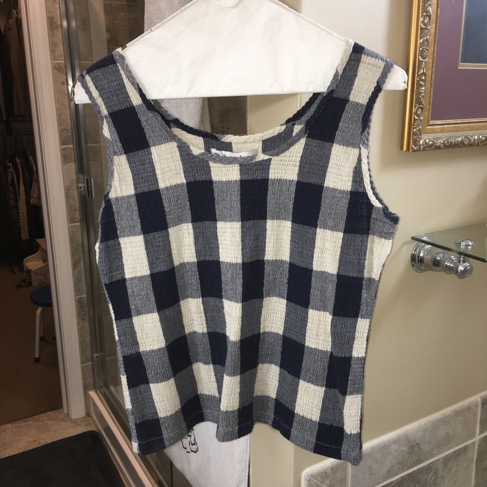 Dress Barn Navy/Cream Waist Top Stretchy